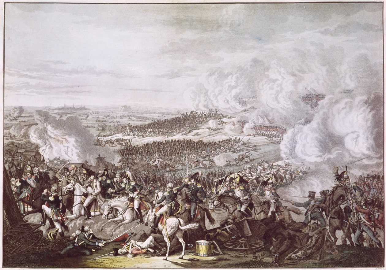 The Flight of Napoleon (1769-1821) etter slaget ved Waterloo, 18. juni 1815, ca. 1815-30 av Austrian School