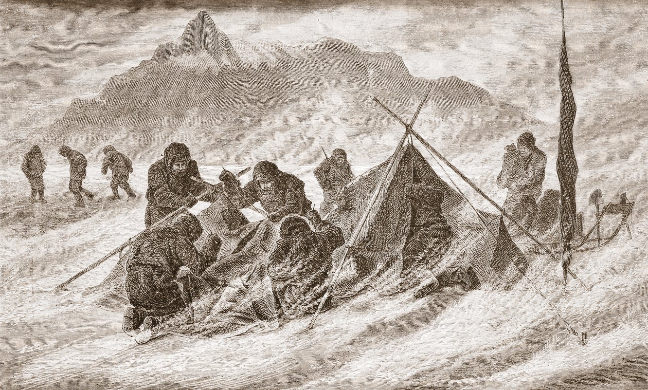 Riven er forstørret under en snøstorm, 1876 av Austrian School
