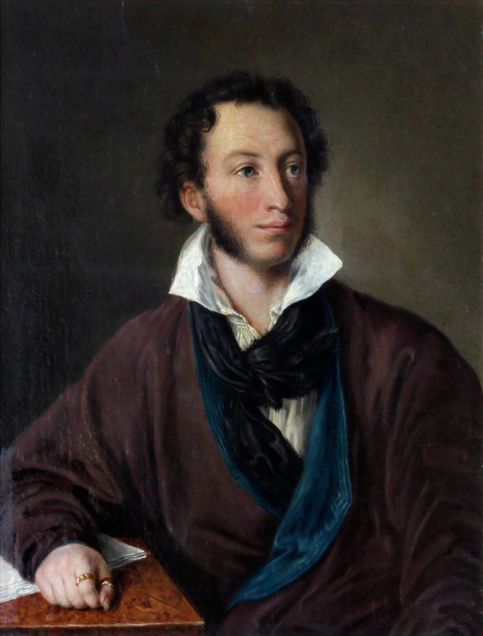Portrett av forfatteren Alexander S. Pushkin 1799-1837 Kopi etter V. Tropinin, 1827 av Avdotya Petrovna Yelagina