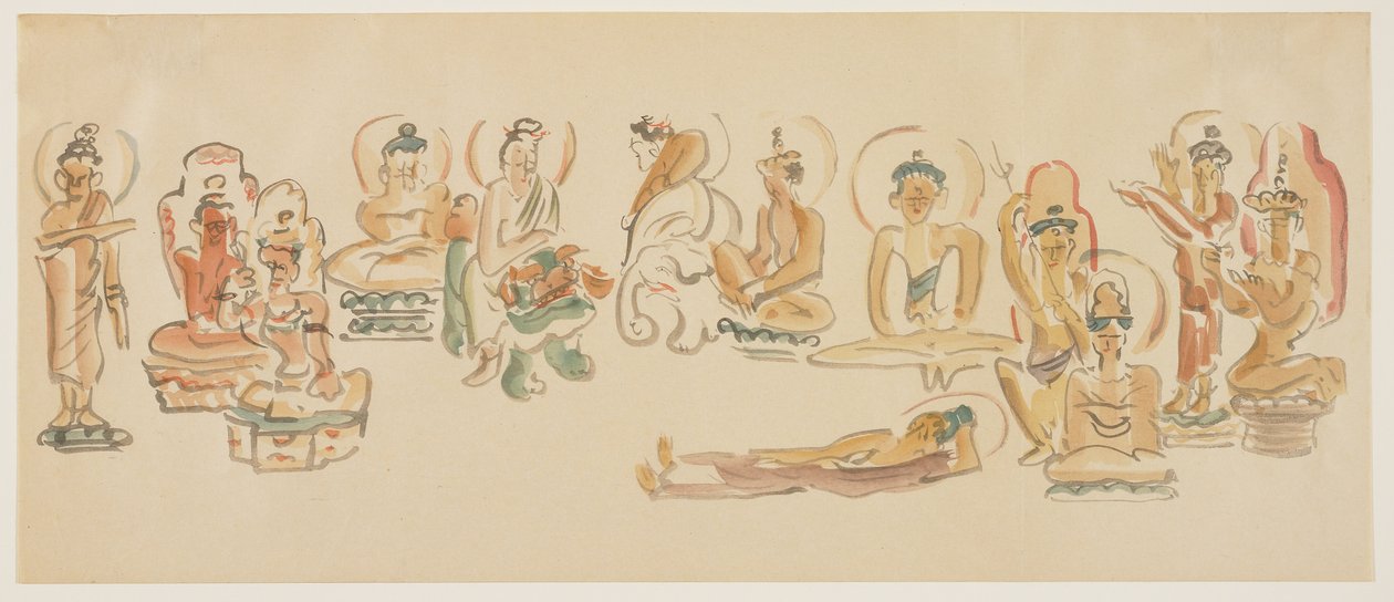 (Asakusa Kannon tempelkarikaturer B), ca. 1900 av Awashima Kangestu