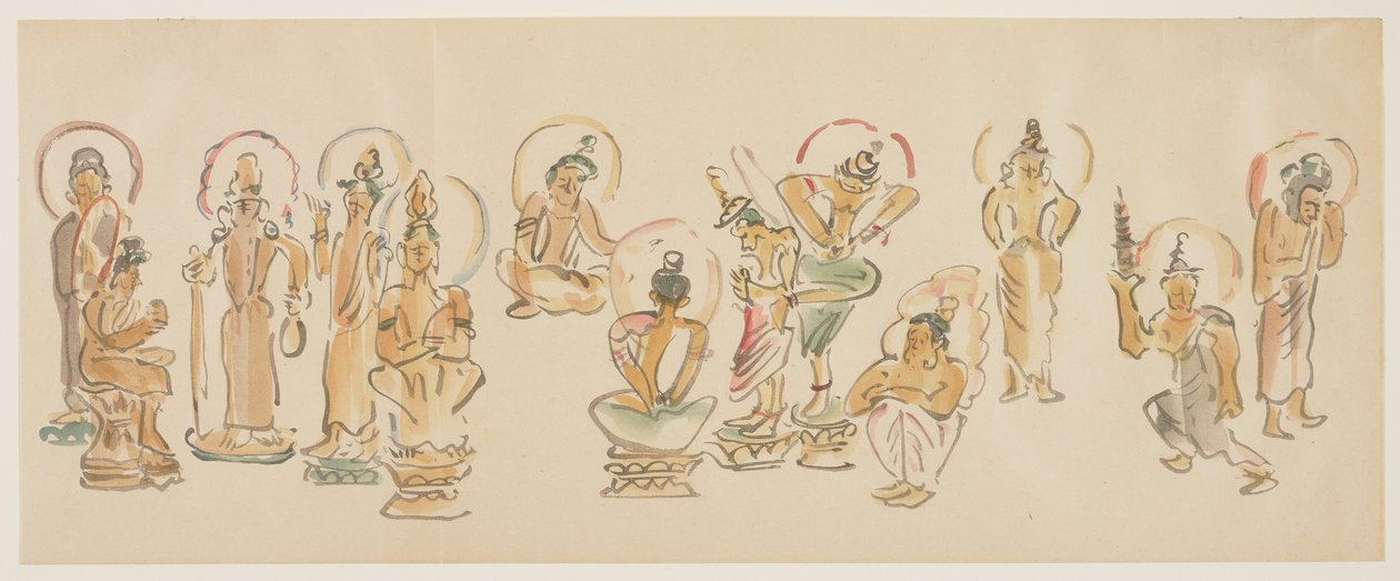 (Asakusa Kannon tempelkarikaturer C), ca. 1900 av Awashima Kangestu
