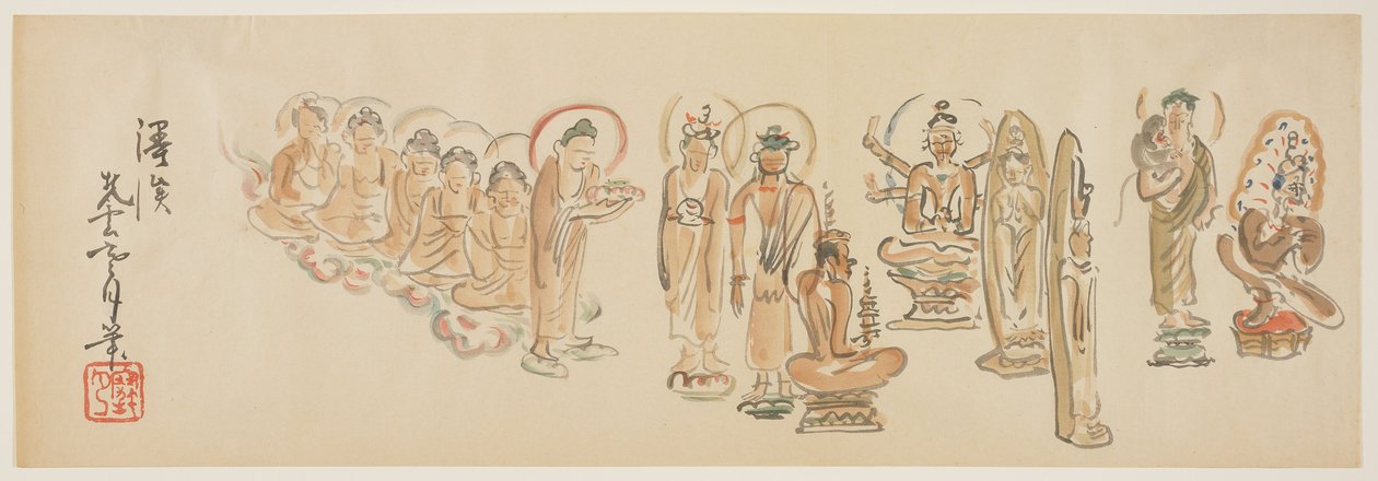 (Asakusa Kannon tempelkarikaturer D), ca. 1900 av Awashima Kangestu