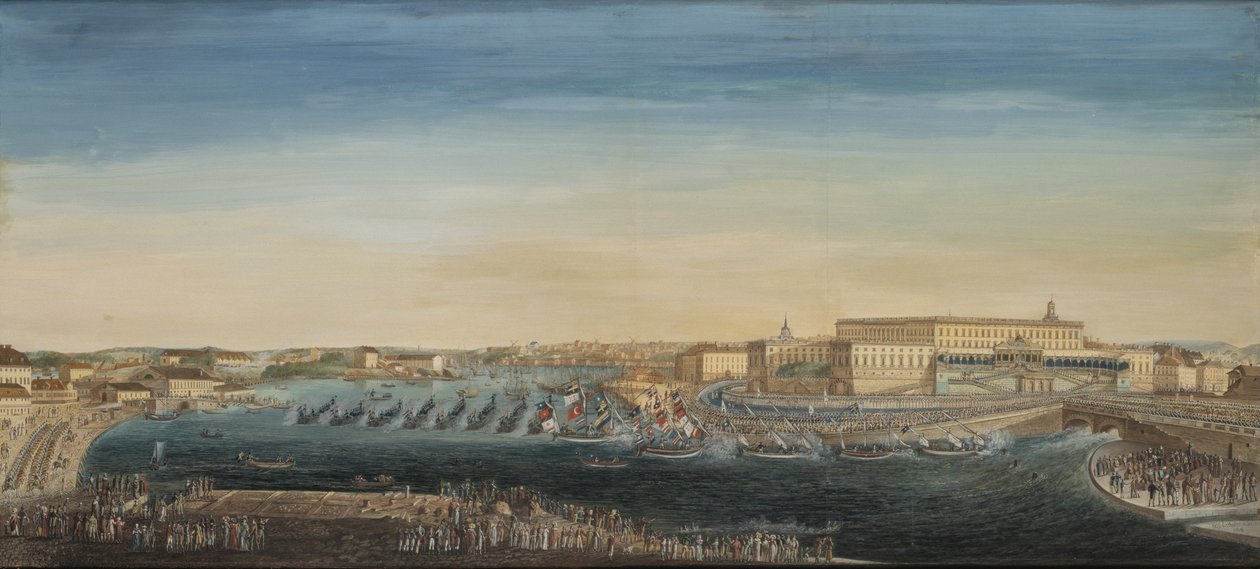 Akklamasjonen til kong Carl XIV Johan av Sverige (1763-1844) 1818 (gouache på lerret) av Axel Frederick Cederholm