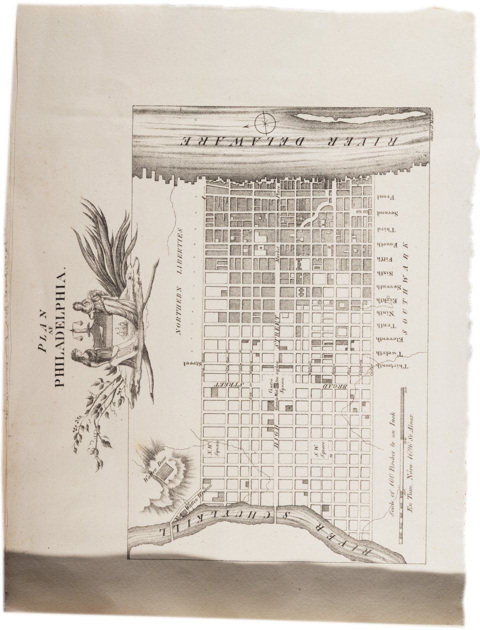 Kart over Philadelphia, fra et atlas fra USA, 1824 av Axel Leonhard Klinckowström