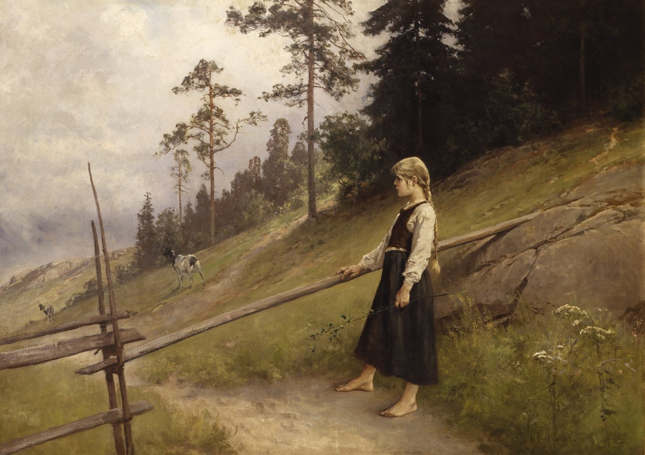 Dairymaid (olje på lerret) av Axel Hjalmar Ender
