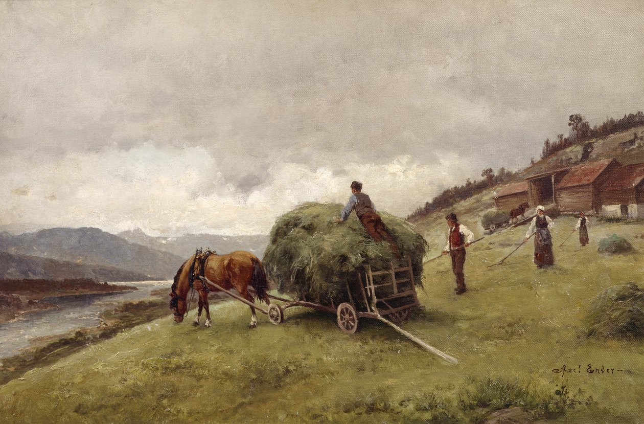 Kjøre høy (olje på lerret) av Axel Hjalmar Ender