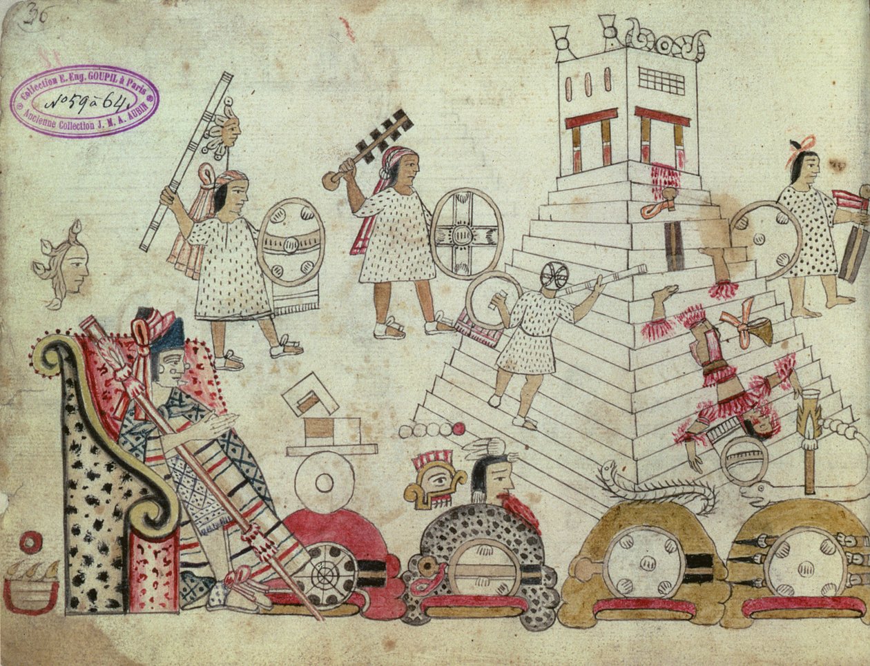 Krigsfanger ofret til solguden, fra en aztekisk kodeks (etter erobringen, 1519) av Aztec