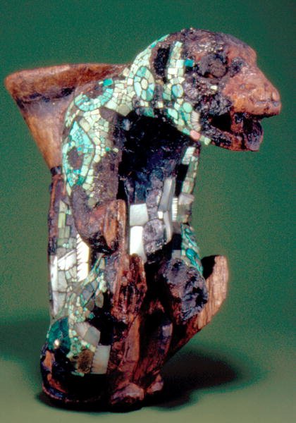 Fragment av Winged Serpent (mosaikk og tre) av Aztec