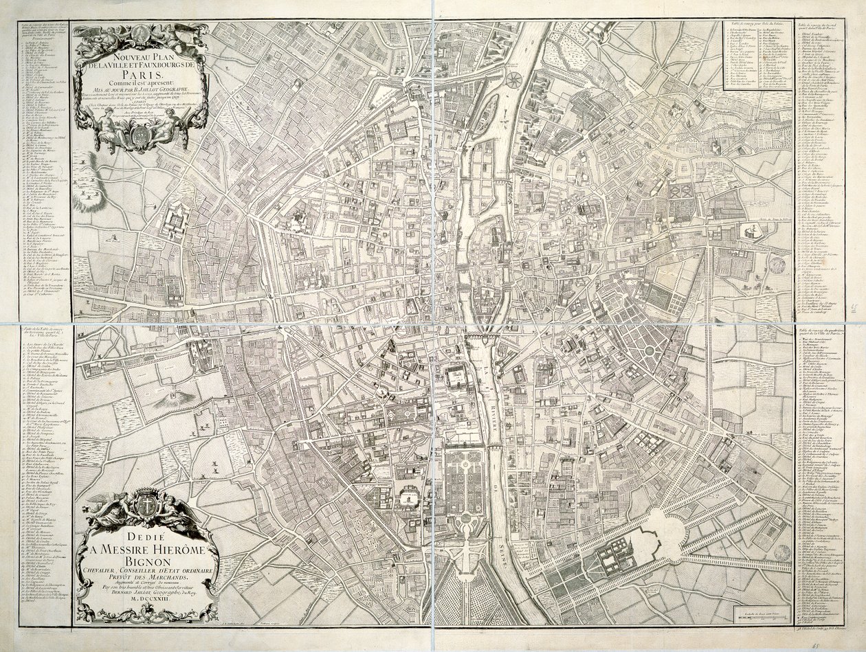 Kart over Paris, 1723 av B. Jaillot