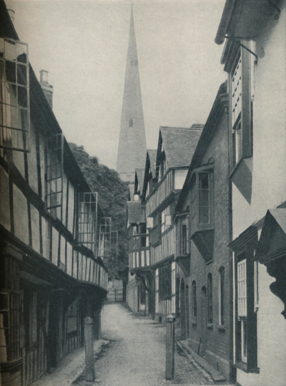 Rettferdige hjem samlet rundt et tårn som peker mot himmelen, c1935 av BC Clayton
