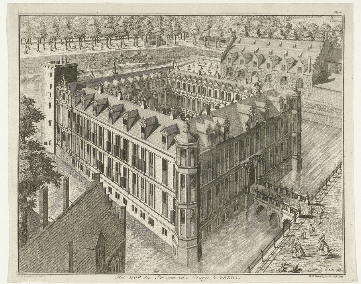 Breda slott Court of the Prince of Orange i Breda (tittel på objekt) av B.F. Immink