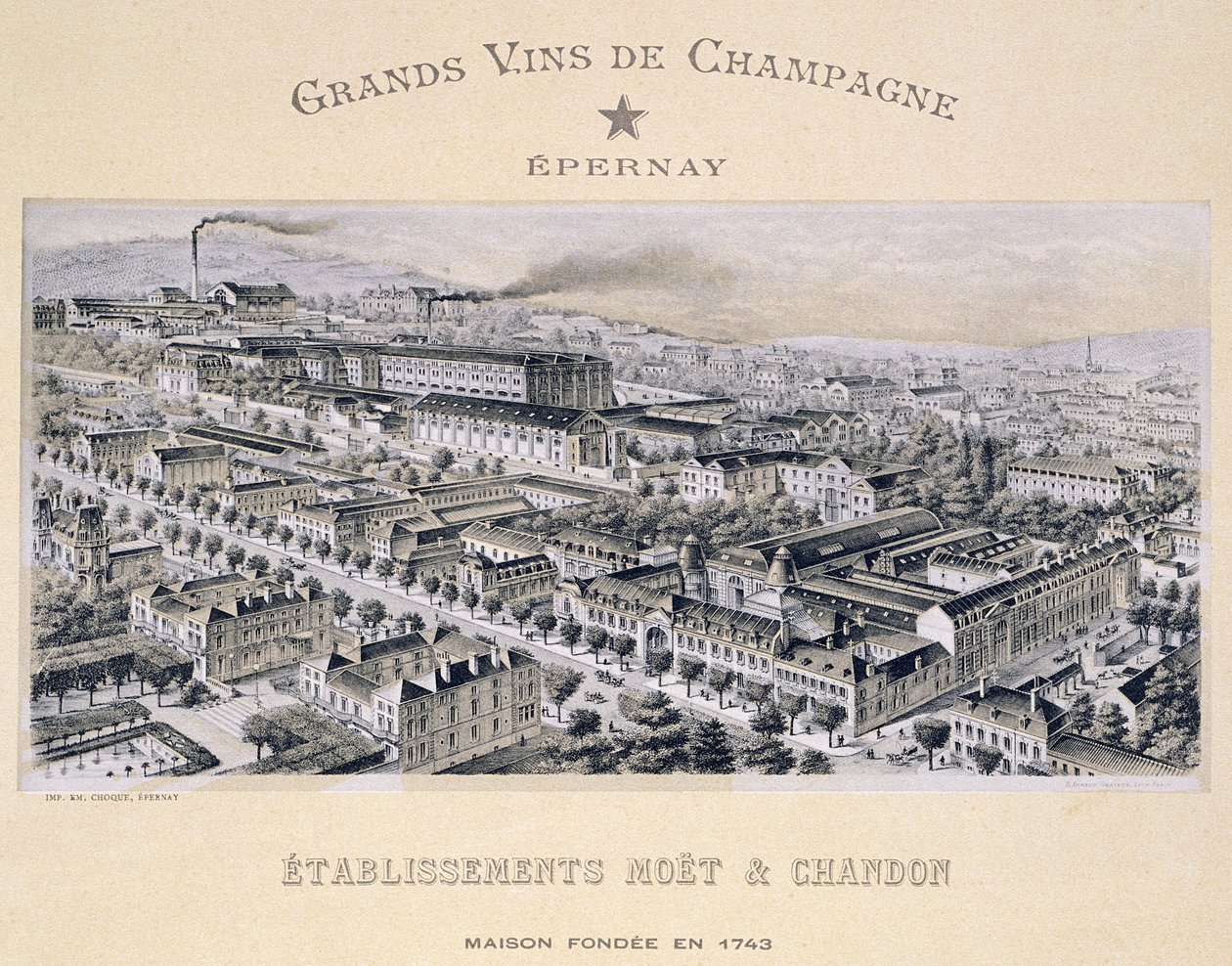 Moet & Chandon-selskapet, Epernay, fra La France Vinicole, utgitt av Moet & Chandon av B. Arnaud