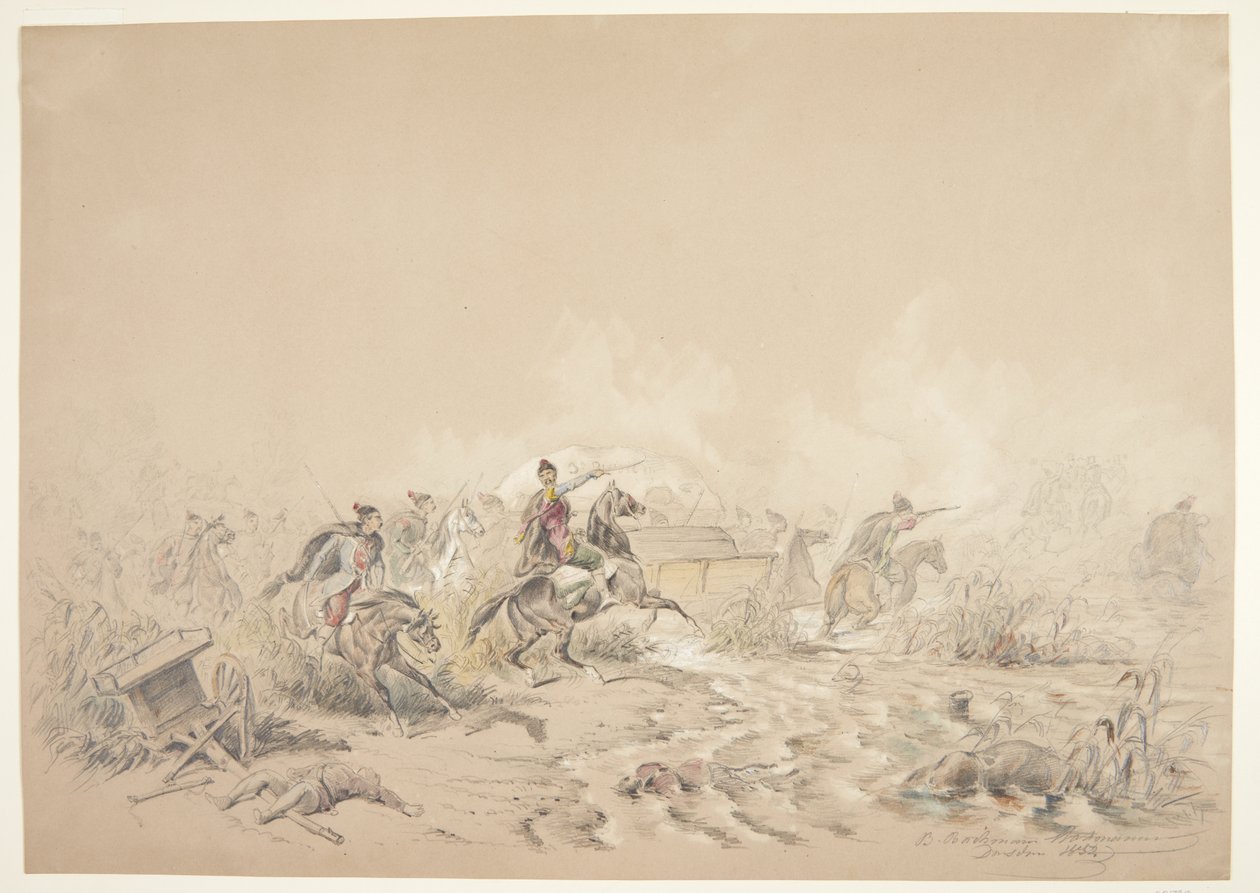 Krigsscene av B. Bachmann Hohmann