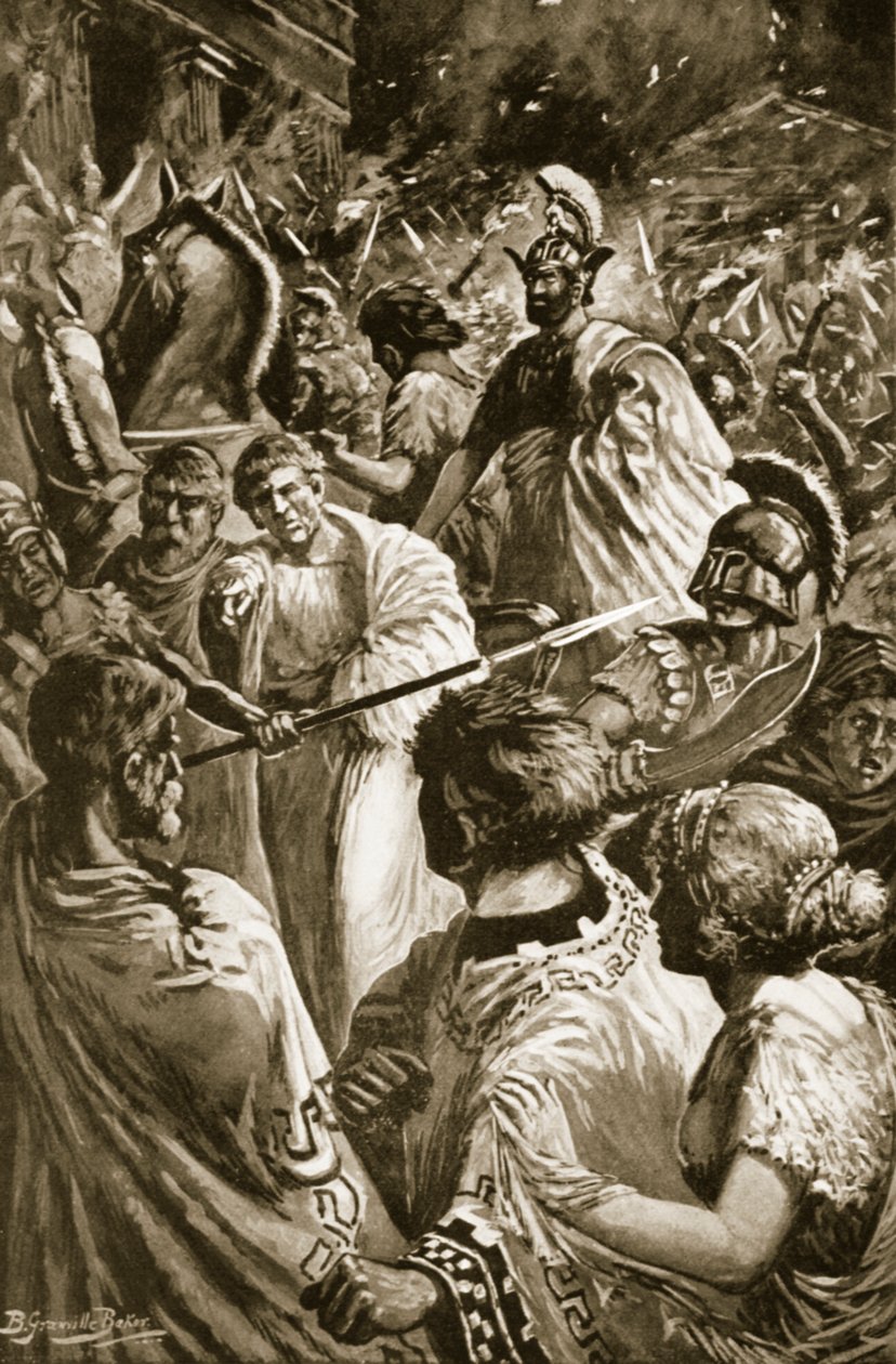 The Sack of Olynthus, 348 f.Kr., illustrasjon fra 