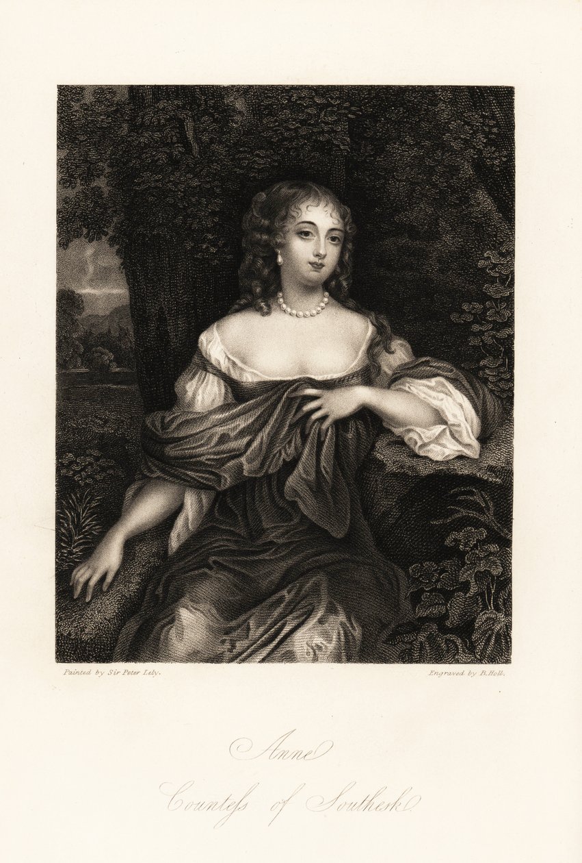 Portrett av Anne Carnegie, grevinne av Southesk, kone til James Carnegie, tidligere Lady Anne Hamilton, beryktet for sin affære med hertugen av York, ca. av B. Holl