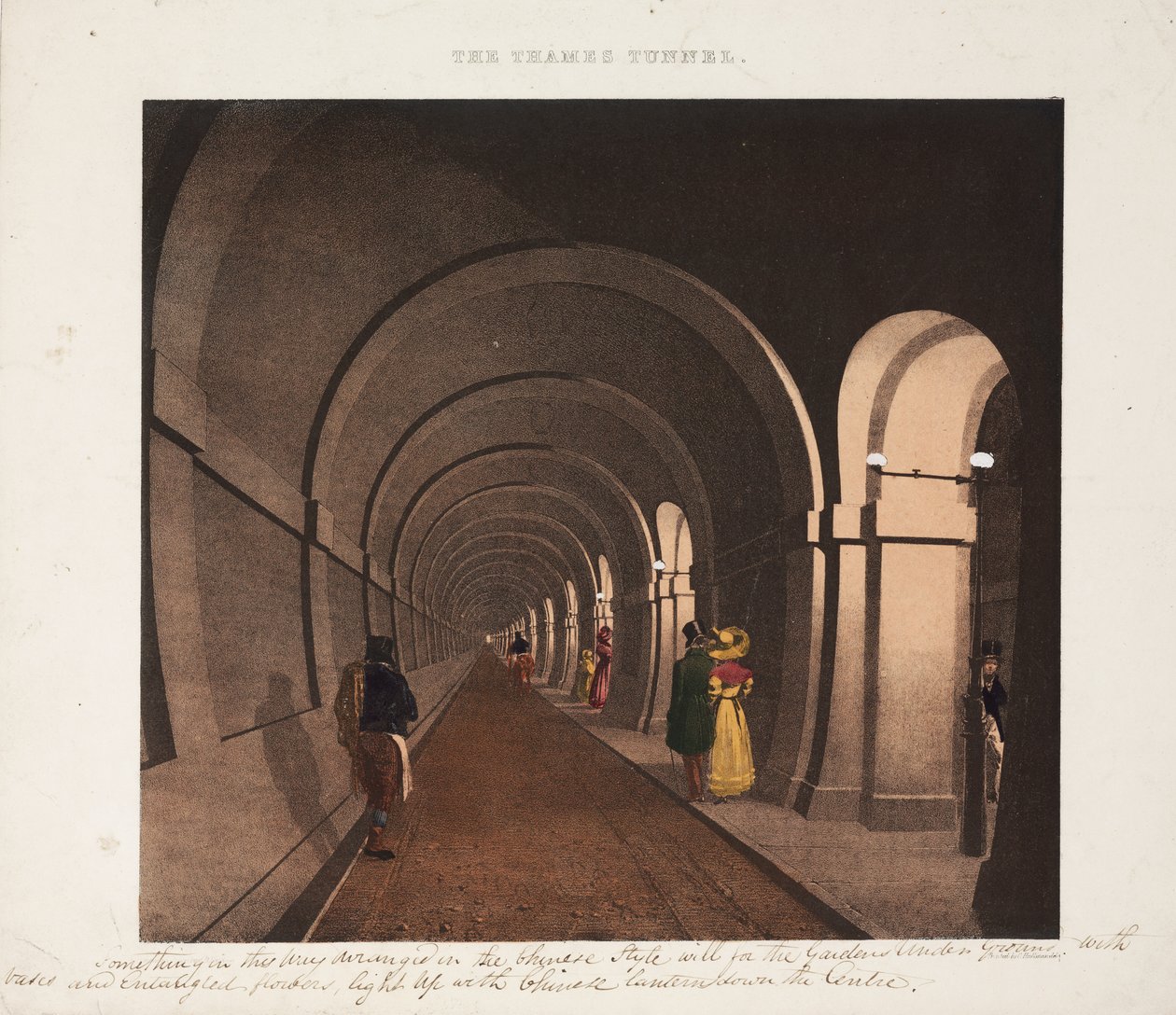 Themsen-tunnelen, gravert av J.D. Harding, ca. 1835 av B. after Dixie