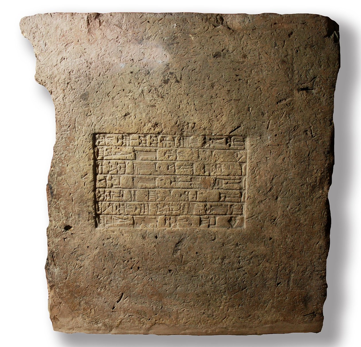Leirmurstein påskrevet navnet til kong Nebukadnesar II, kongen av Babylon, ca. 604-561 f.Kr. (leire) av Babylonian