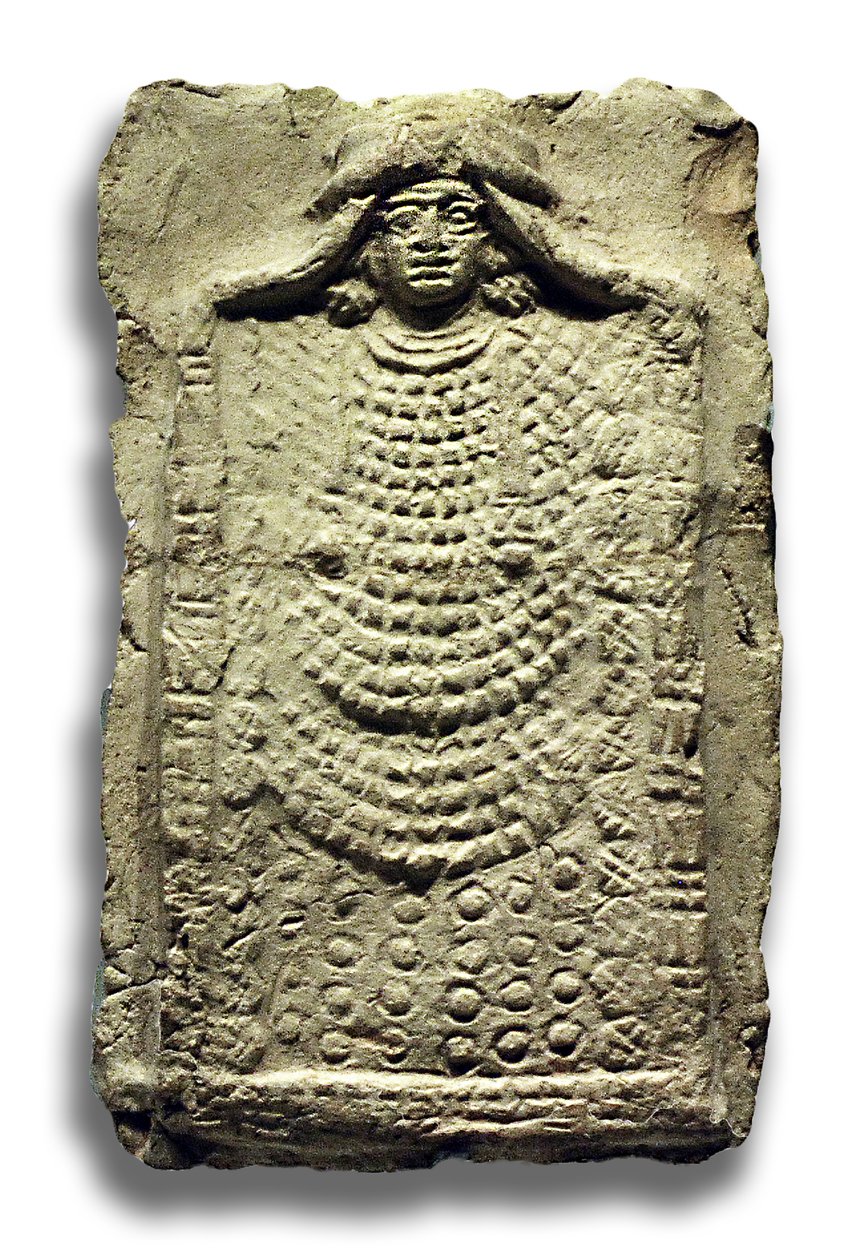 Relieff som viser en babylonsk guddom (leire) av Babylonian