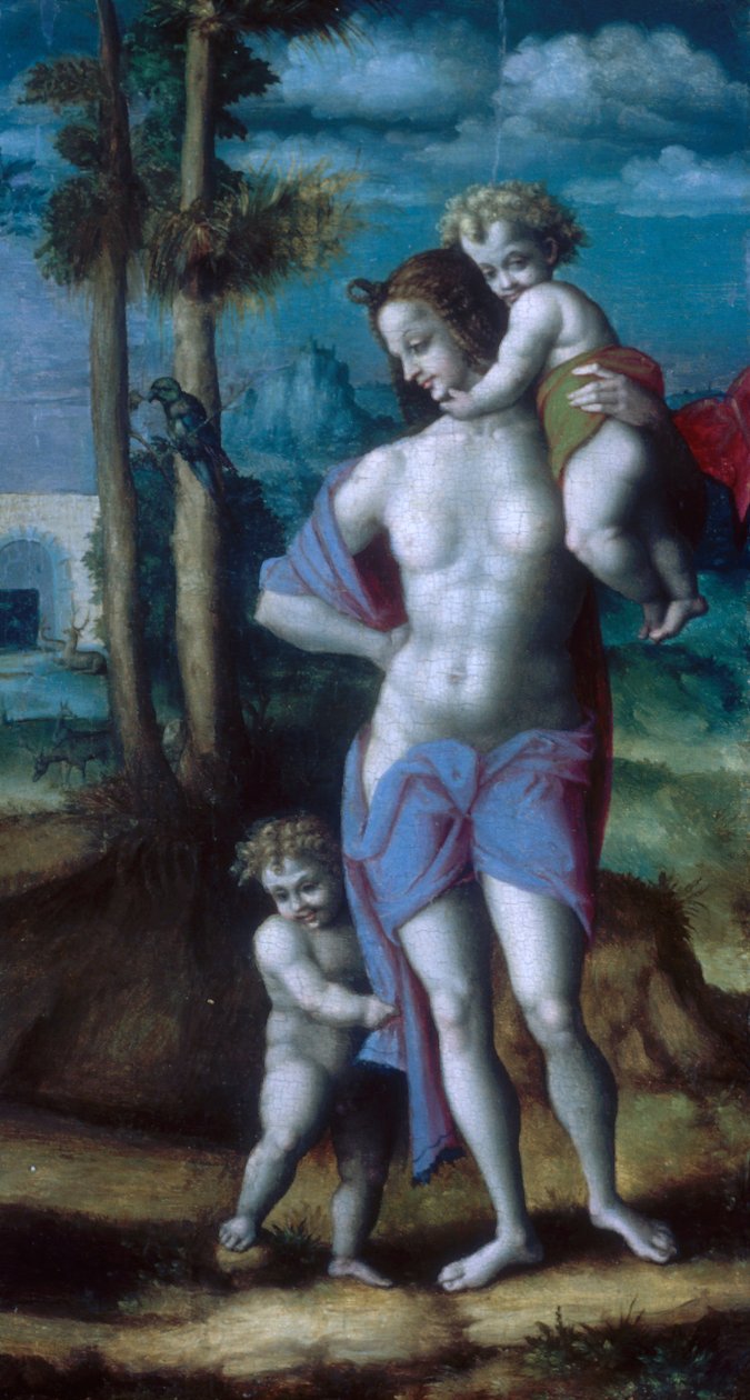 Eva med Kain og Abel, 1520-årene. av Bacchiacca