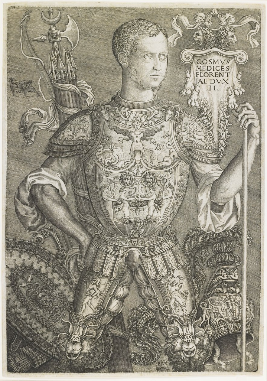 Cosmo I de Medici, gravert av Niccolo della Casa (fl. C.1543-48) av Baccio (after) Bandinelli