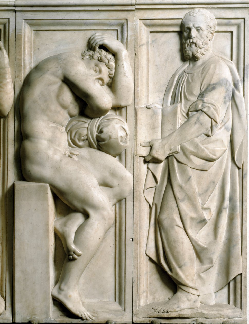 Prophete and Ignudo Lav marmorrelieff av Baccio Bandinelli (1493-1560) av Baccio Bandinelli