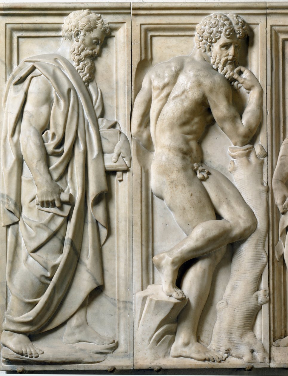 Prophete and Ignudo Lav marmorrelieff av Baccio Bandinelli (1493-1560) av Baccio Bandinelli