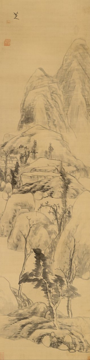 Landskap i stil med Huang Gongwang, (1269-1354) av Bada Shanren