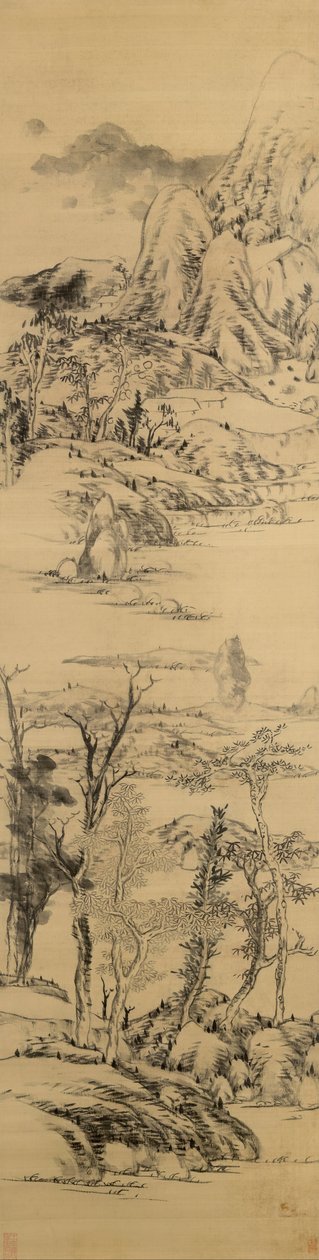 Landskap i stil med Wang Meng, (ca. 1309-1385) av Bada Shanren