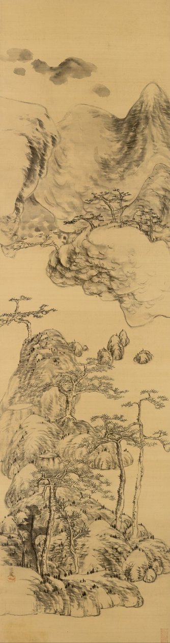 Landskap i stil med Wu Zhen, (1280-1354) av Bada Shanren