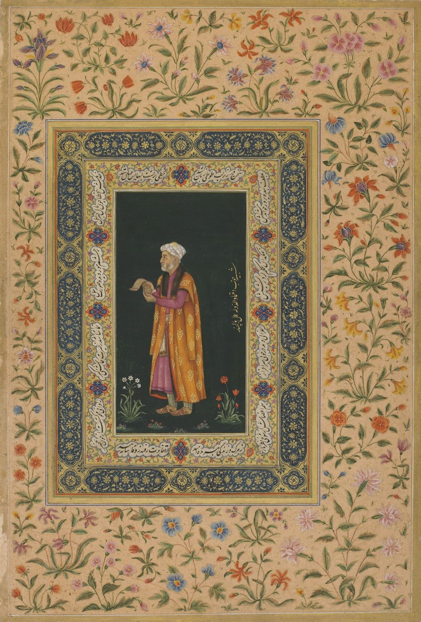 Portrett av Itimad Al-dawla, Mughal-dynastiet (ugjennomsiktig akvarell og gull på papir) av Balchand (attr. to)