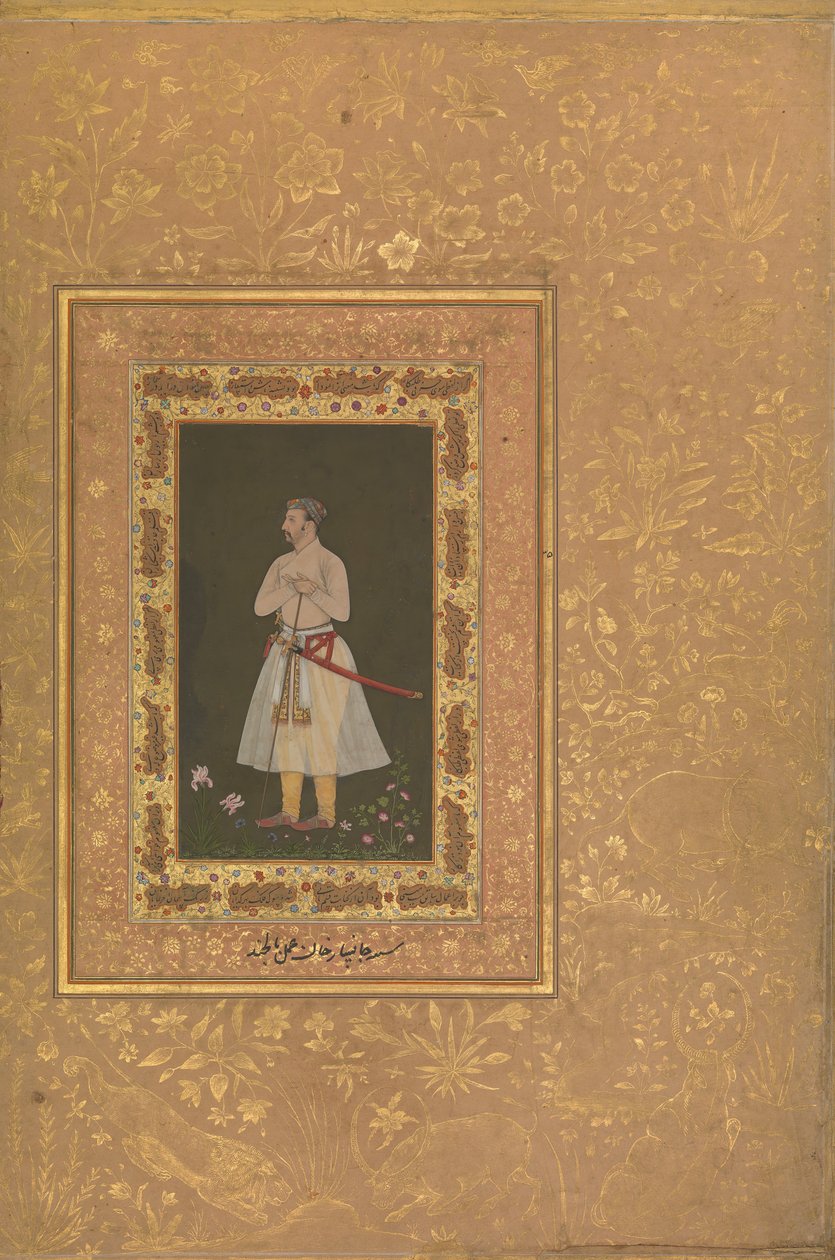 Portrett av Jahangir Beg, Jansipar Khan, Folio fra Shah Jahan Album, ca. 1627 av Balchand
