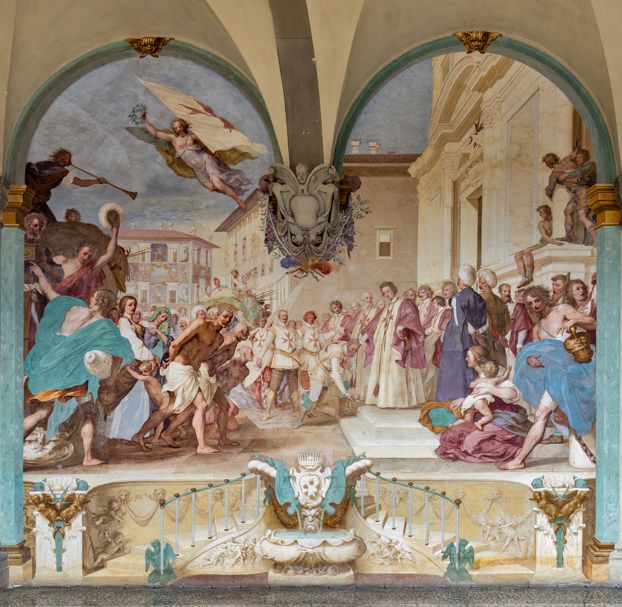 Cosimo II mottar vinnerne av Bonas bragd av Baldassare (1611-89) Franceschini