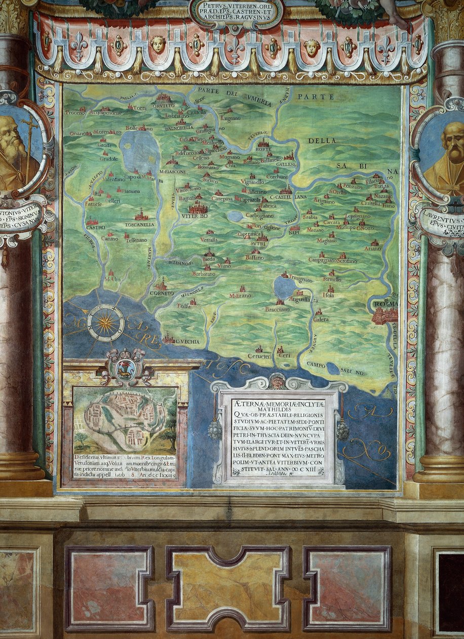 Det romerske Tuscia-landet donert av grevinnen Matilda til kirken, detalj av fresker av Baldassare Croce av Baldassare Croce