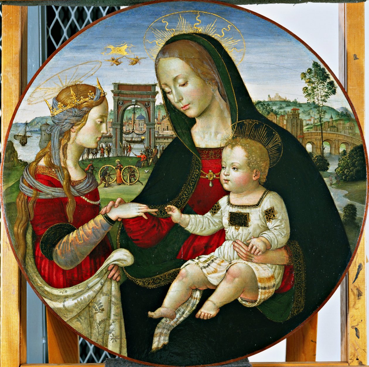 The Mystic Marriage of St. Catherine, 1502-03 (tempera og olje på panel) av Baldassarre Peruzzi