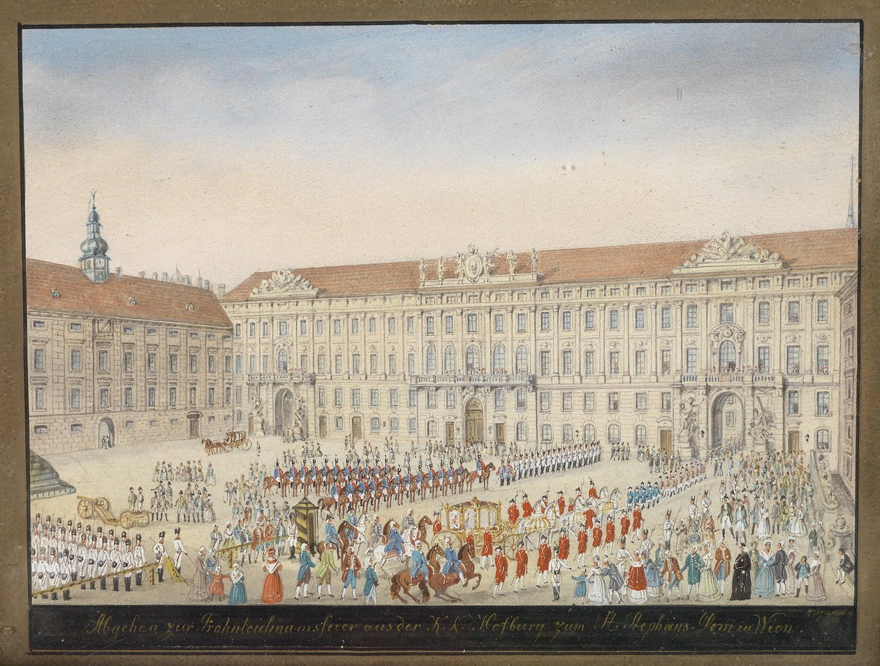 Avreise til Corpus Christi -feiringen fra k. k. Hofburg til Stefansdomen i Wien av Balthasar Wigand
