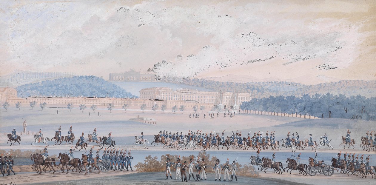 Parade av den keiserlige hæren foran Schönbrunn -palasset av Balthasar Wigand