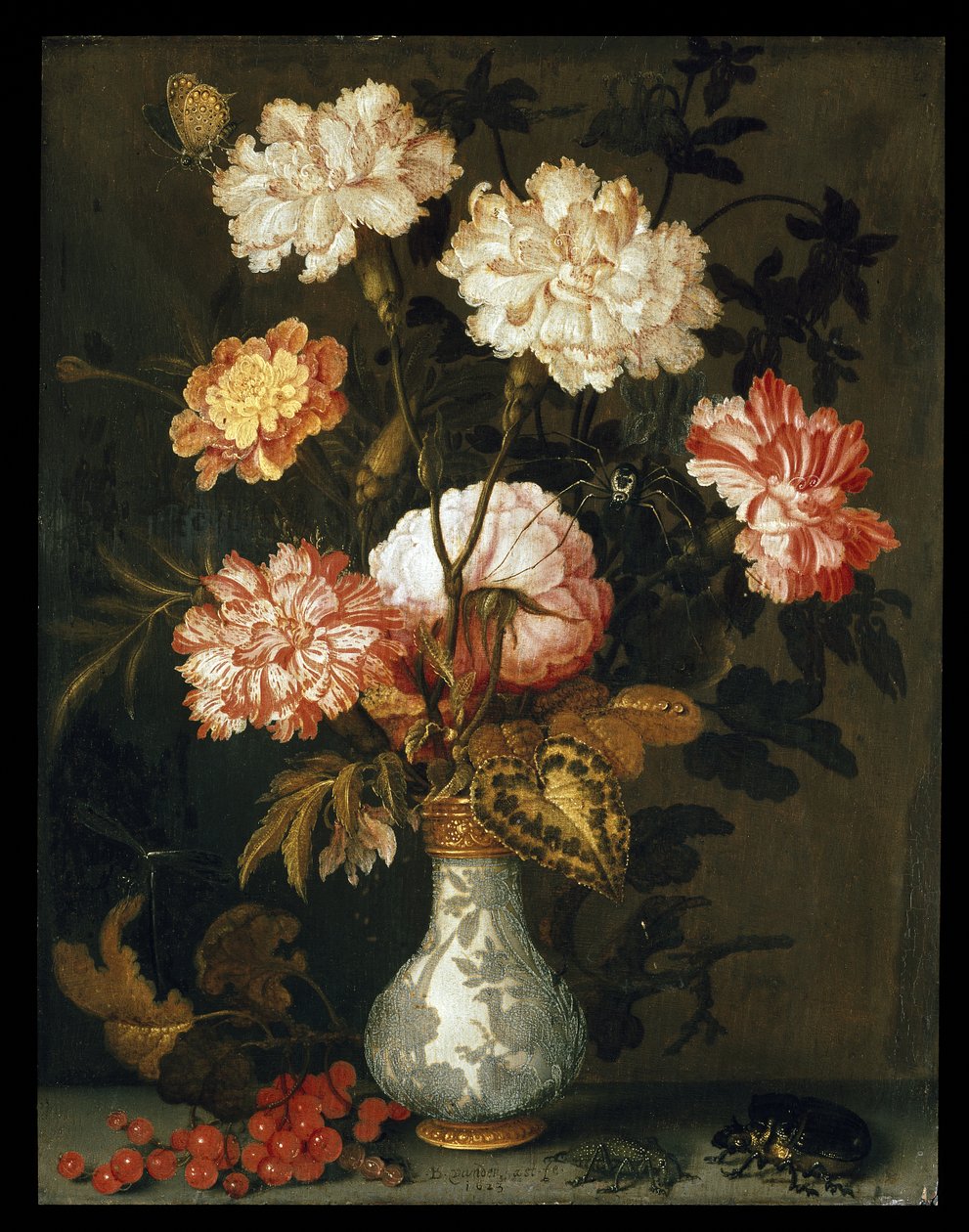En vase med blomster av Balthasar van der Ast
