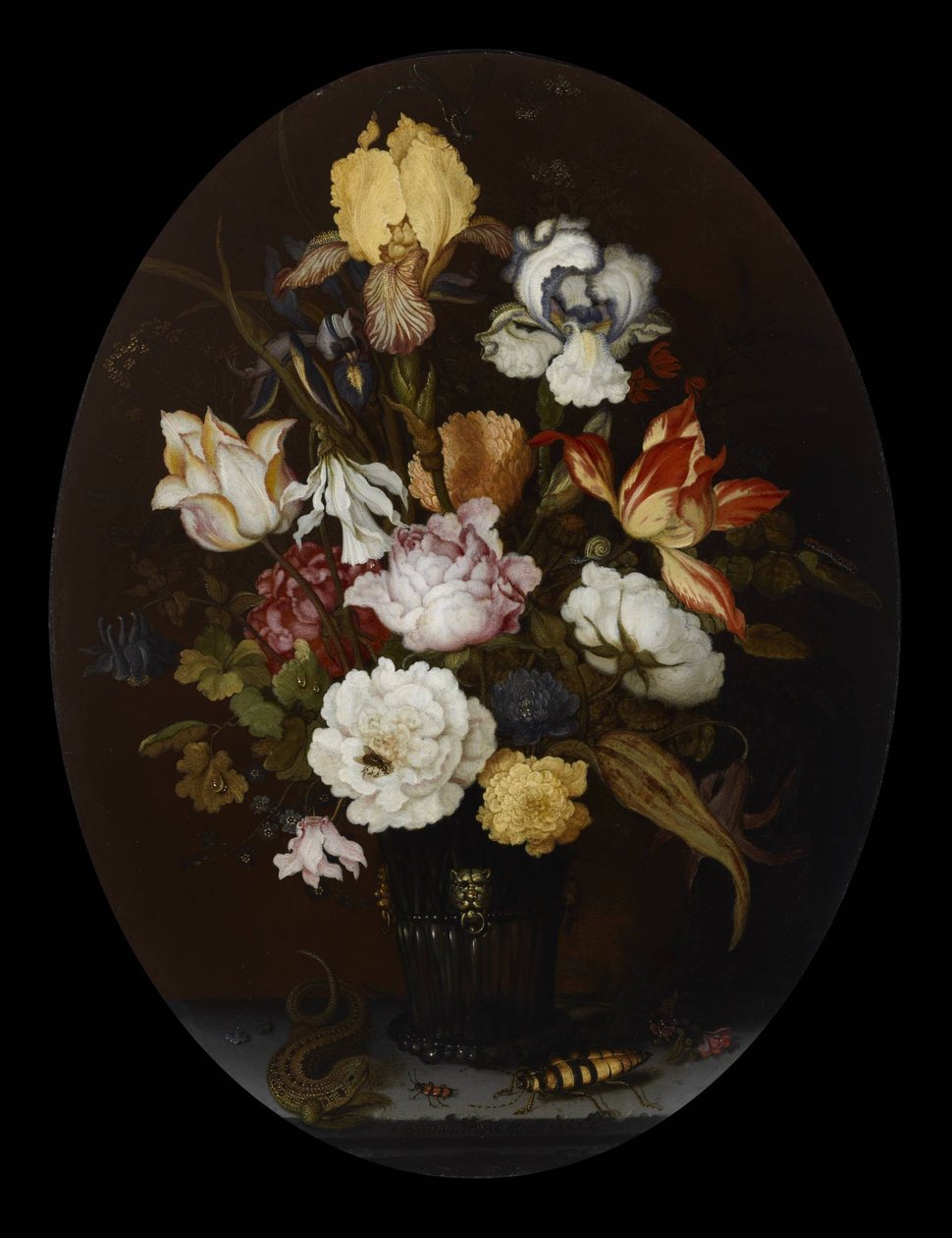Stilleben av blomster i en glassvase av Balthasar van der Ast