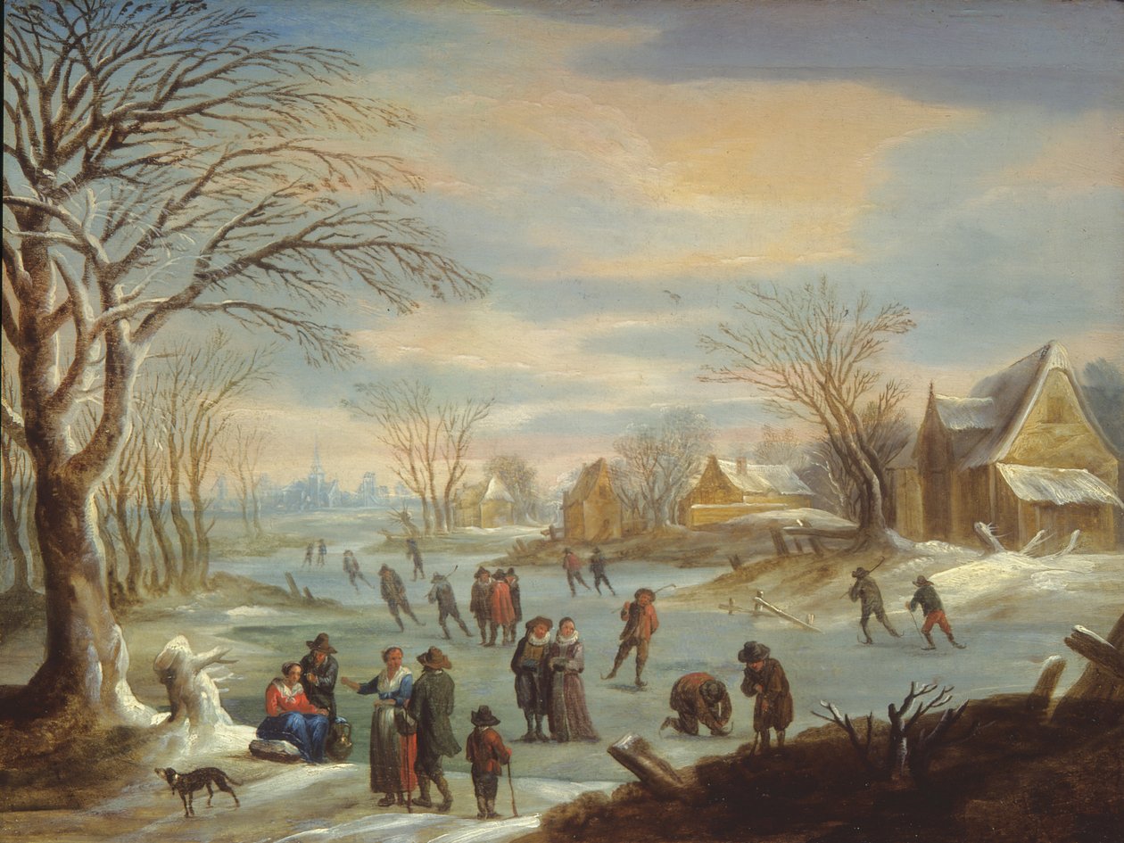 Vinterlandskap med skatere av Balthasar Beschey