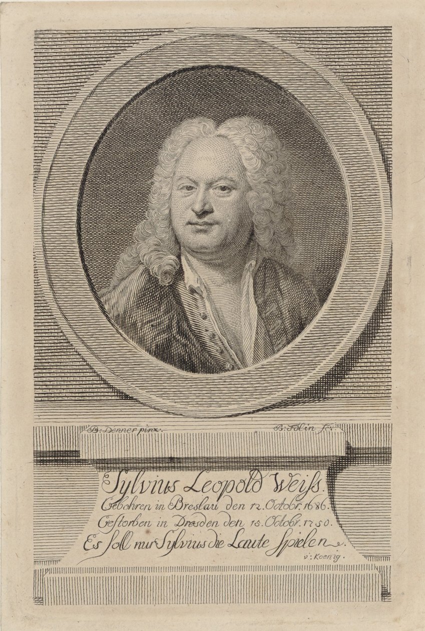 Portrett av Sylvius Leopold Weiss 1686-1750, 1750. av Balthasar Denner