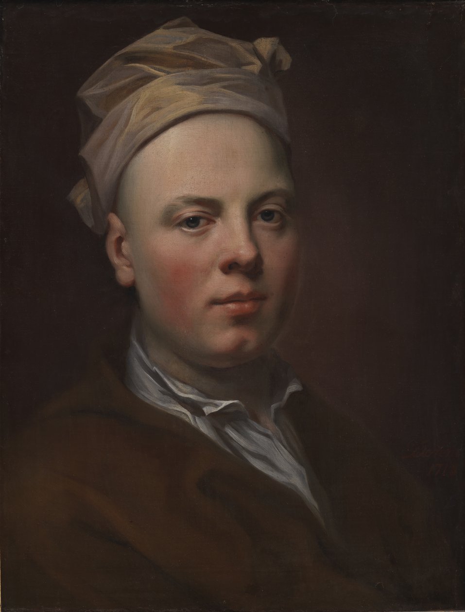 Portrett av en ung mann med en hvit lue av Balthasar Denner