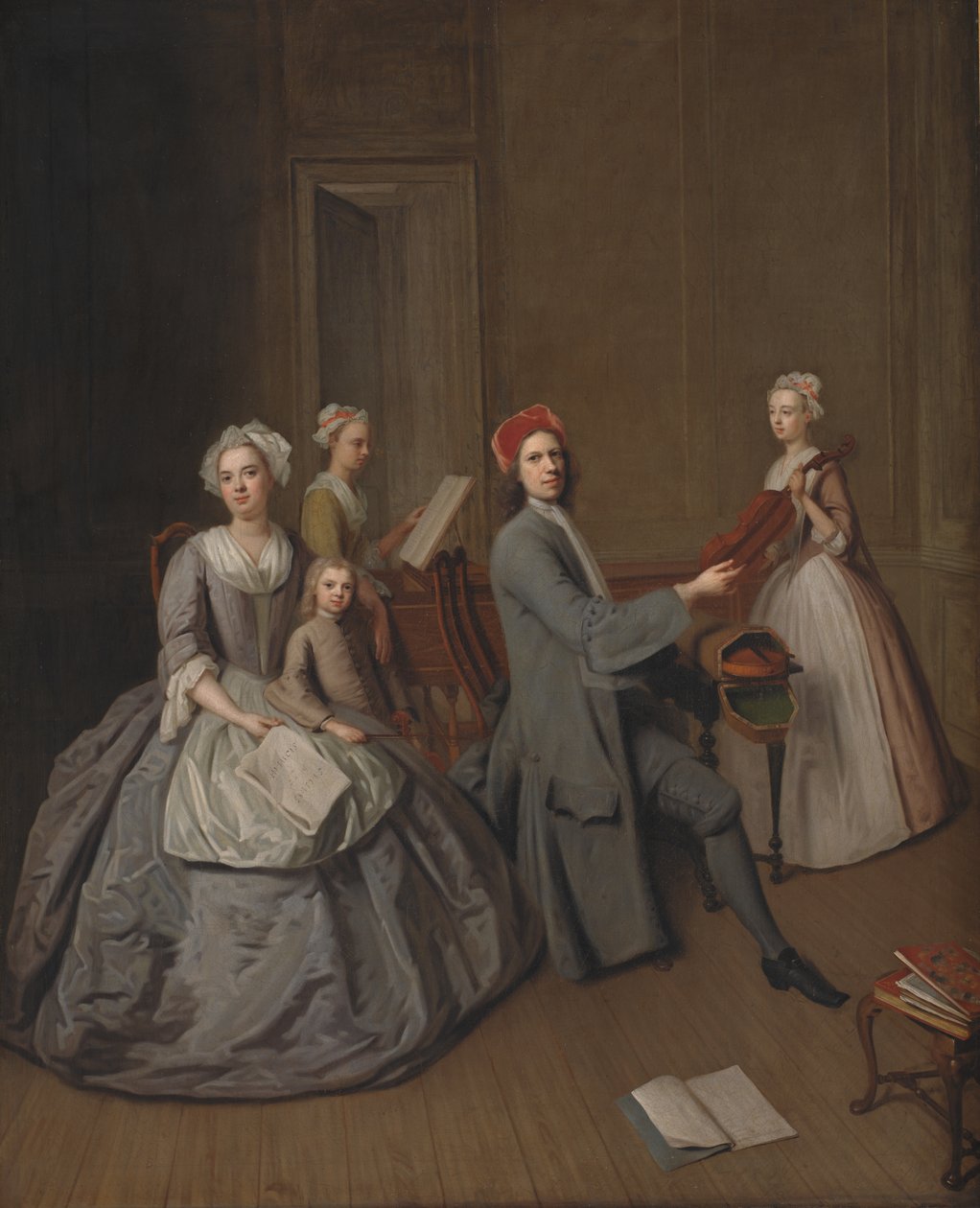 Artistens familie lager musikk sammen av Balthasar Denner