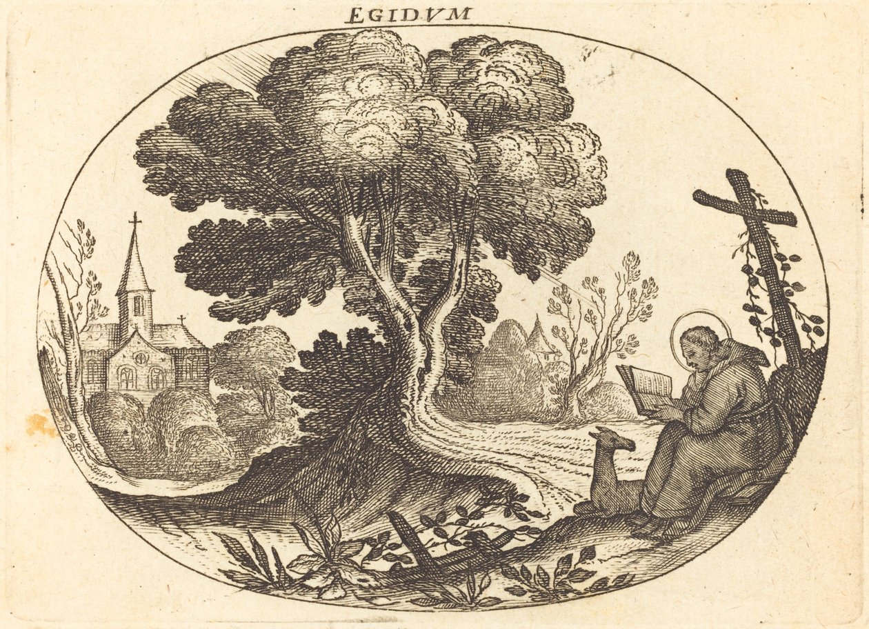 Saint Egidius og en Doe av Balthasar Moncornet