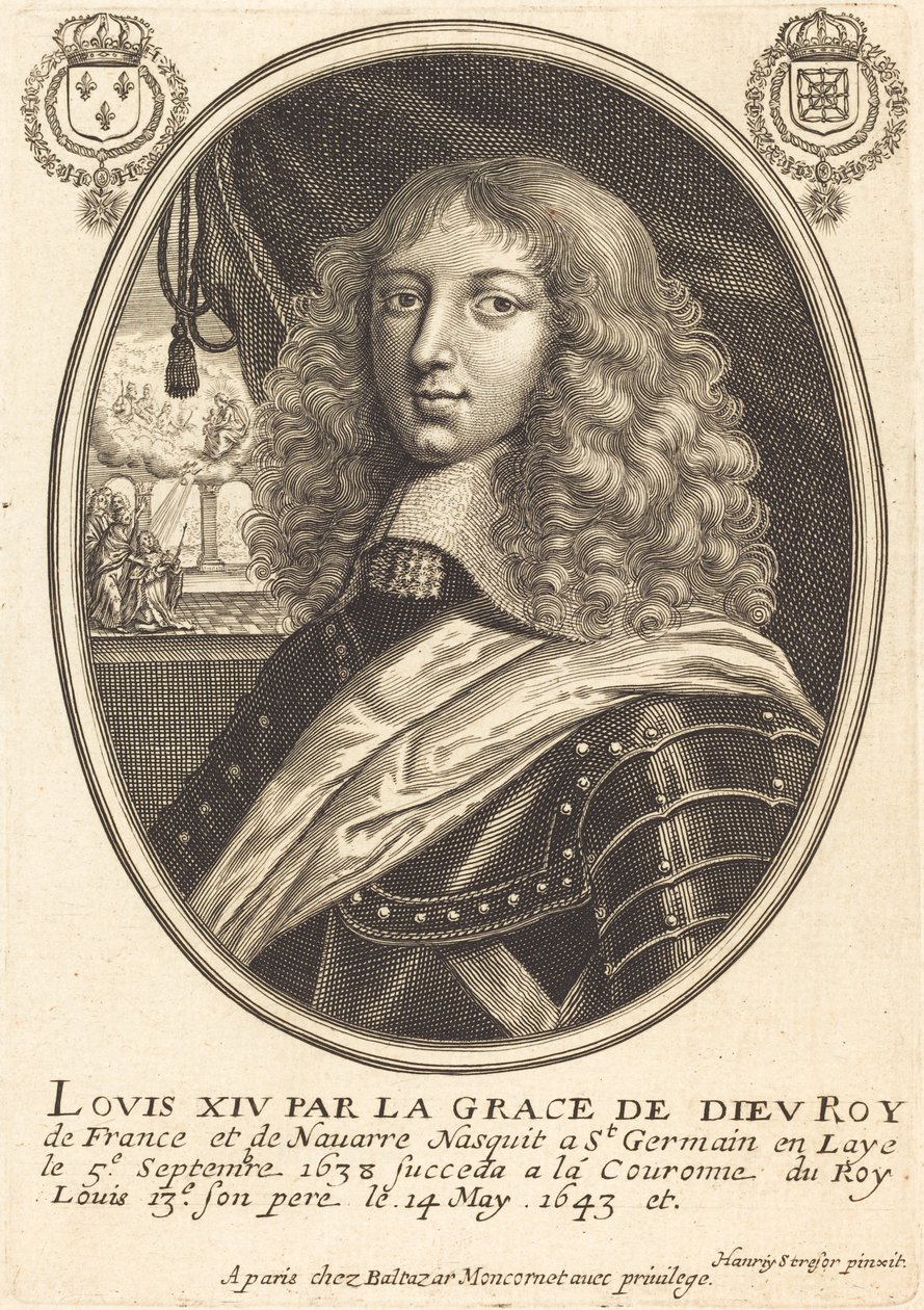 Ludvig XIV, konge av Frankrike av Balthasar Moncornet after Henry Stresor