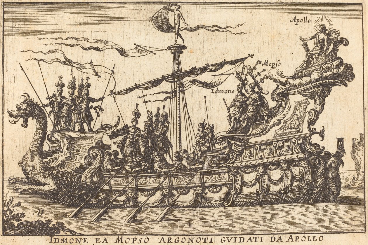 Identifiserte Mopso Argonoti med guidene til Apollo av Balthasar Moncornet after Remigio Cantagallina