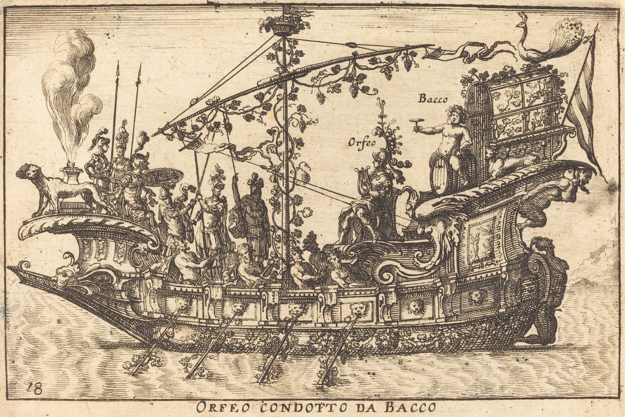 Orfeus ledet av Bacchus av Balthasar Moncornet after Remigio Cantagallina