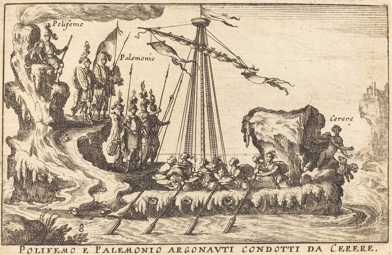 Polyphemus og Palemonius Argonauts ledet av Ceres av Balthasar Moncornet after Remigio Cantagallina