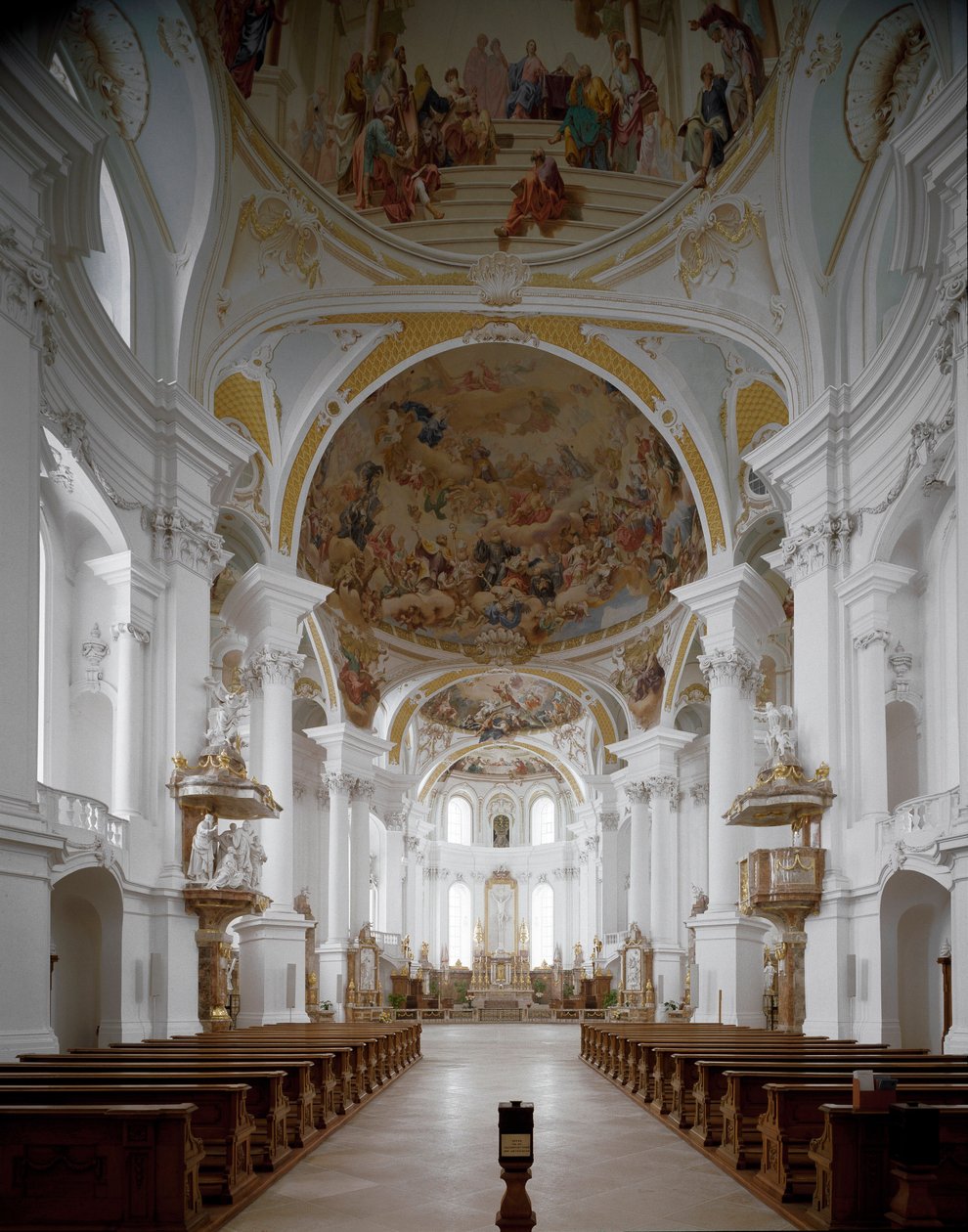 Innvendig utsikt over klosterkirken av arkitekt Johann Balthasar Neumann (1687-1753) Neresheim, Tyskland av Balthasar Neumann