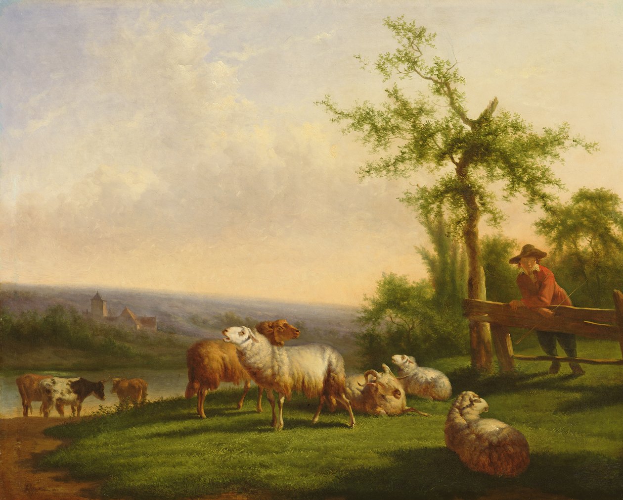 Pastoralt landskap med en flokk av Balthasar Paul Ommeganck