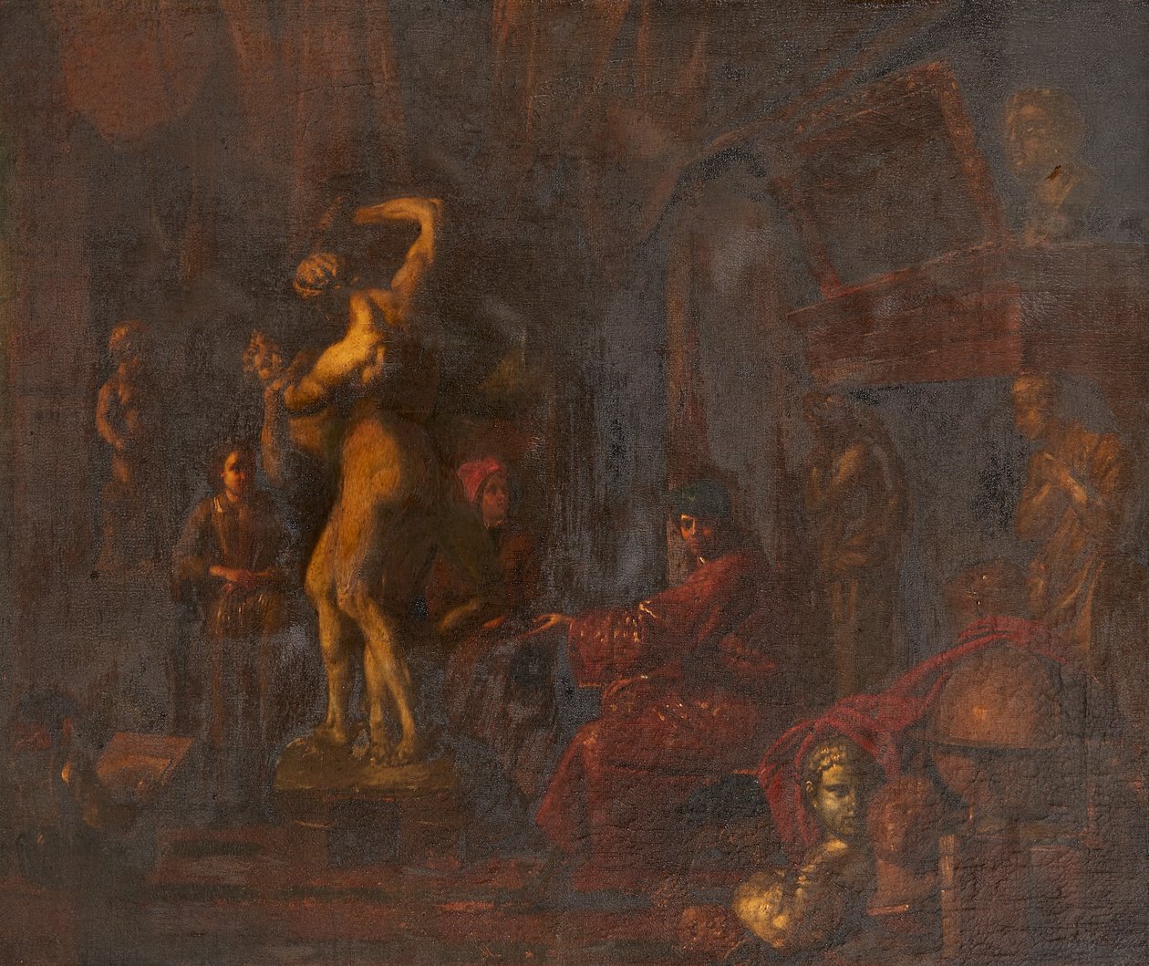 I kunstnerens studio (olje på lerret) av Balthasar van den (attr.to) Bossche